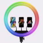 MJ56 22-Inch RGB LED Ring Light with Tripod Stand & 3 Phone Holders, Touch and Remote Control, Adjustable Brightness & Color Temperature for YouTube, Live Streaming, Makeup & Photography - Image 2