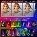 MJ45 18-Inch RGB LED Ring Light with Tripod Stand & Phone Holder, Touch and Remote Control, Adjustable Brightness & Color Temperature for YouTube, Live Streaming, Makeup & Photography - Image 2