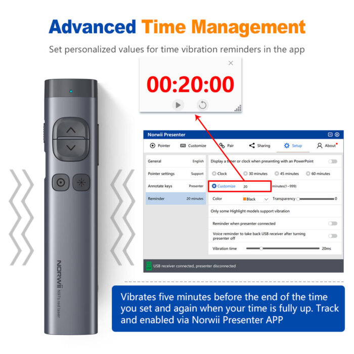 Norwii N97s TV Screen Presentation Clicker for powerpoint presentations, powerpoint clicker, Presentation Remote, Bluetooth Wireless Presenter, Digital Pointer for TV Screen Under Win/Mac - Image 7
