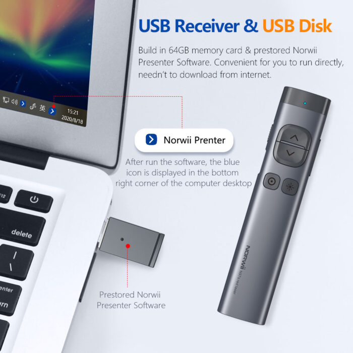 Norwii N97s TV Screen Presentation Clicker for powerpoint presentations, powerpoint clicker, Presentation Remote, Bluetooth Wireless Presenter, Digital Pointer for TV Screen Under Win/Mac - Image 8